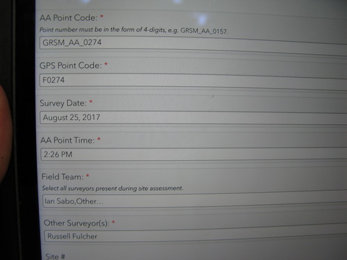 GRSM Accuracy Assessment. Plot Code: GRSM_AA_0274_1