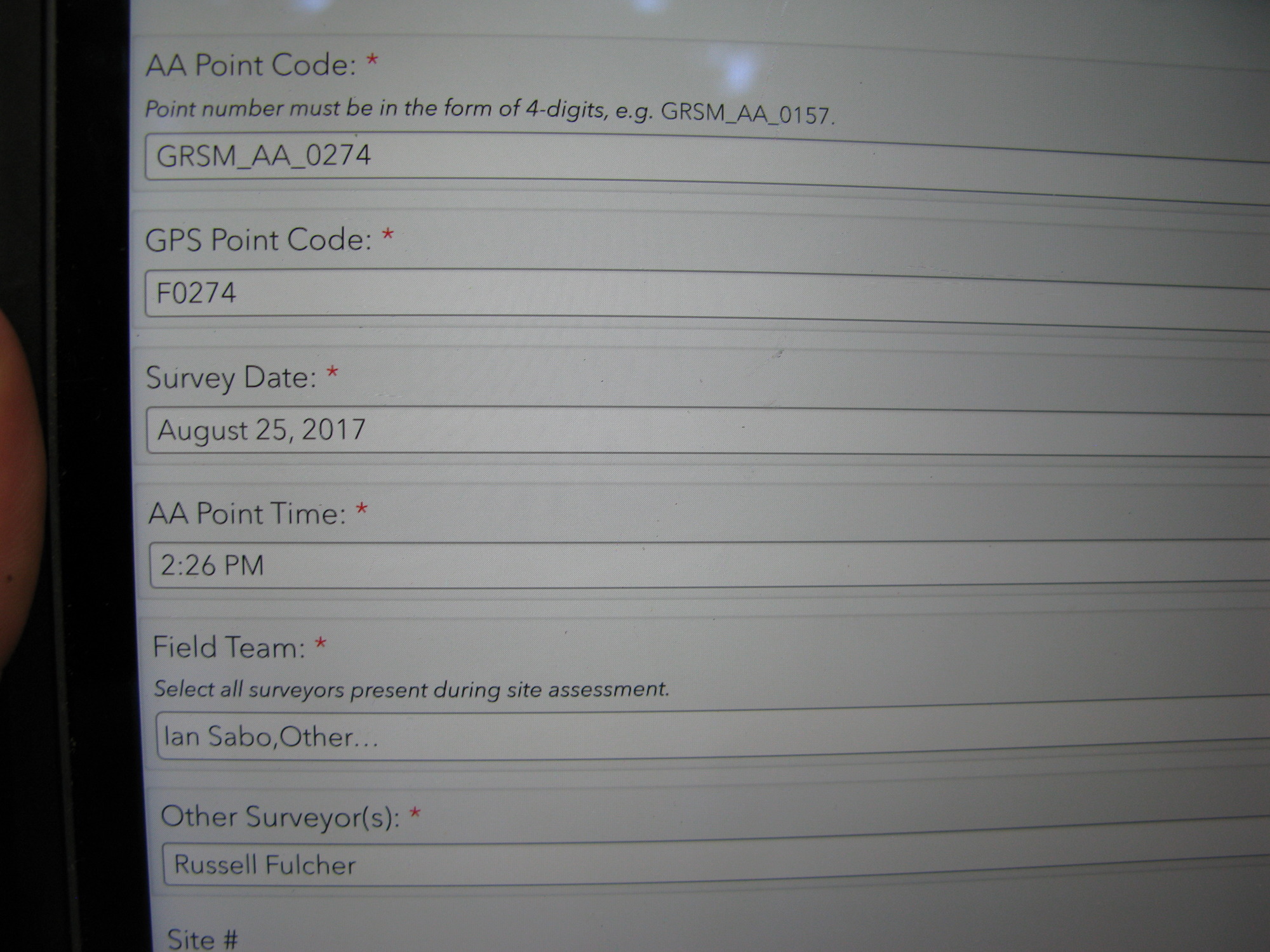 GRSM Accuracy Assessment. Plot Code: GRSM_AA_0274_1