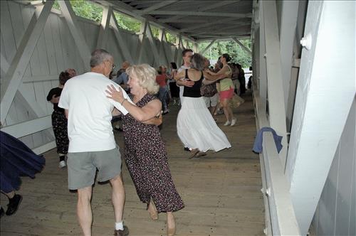 Everett Road Covered Bridge contra dancers 1