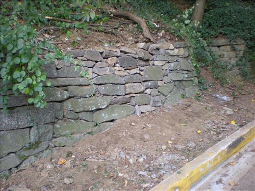 Stone wall repaired under contract on N. Waterside Drive - 10-08-08