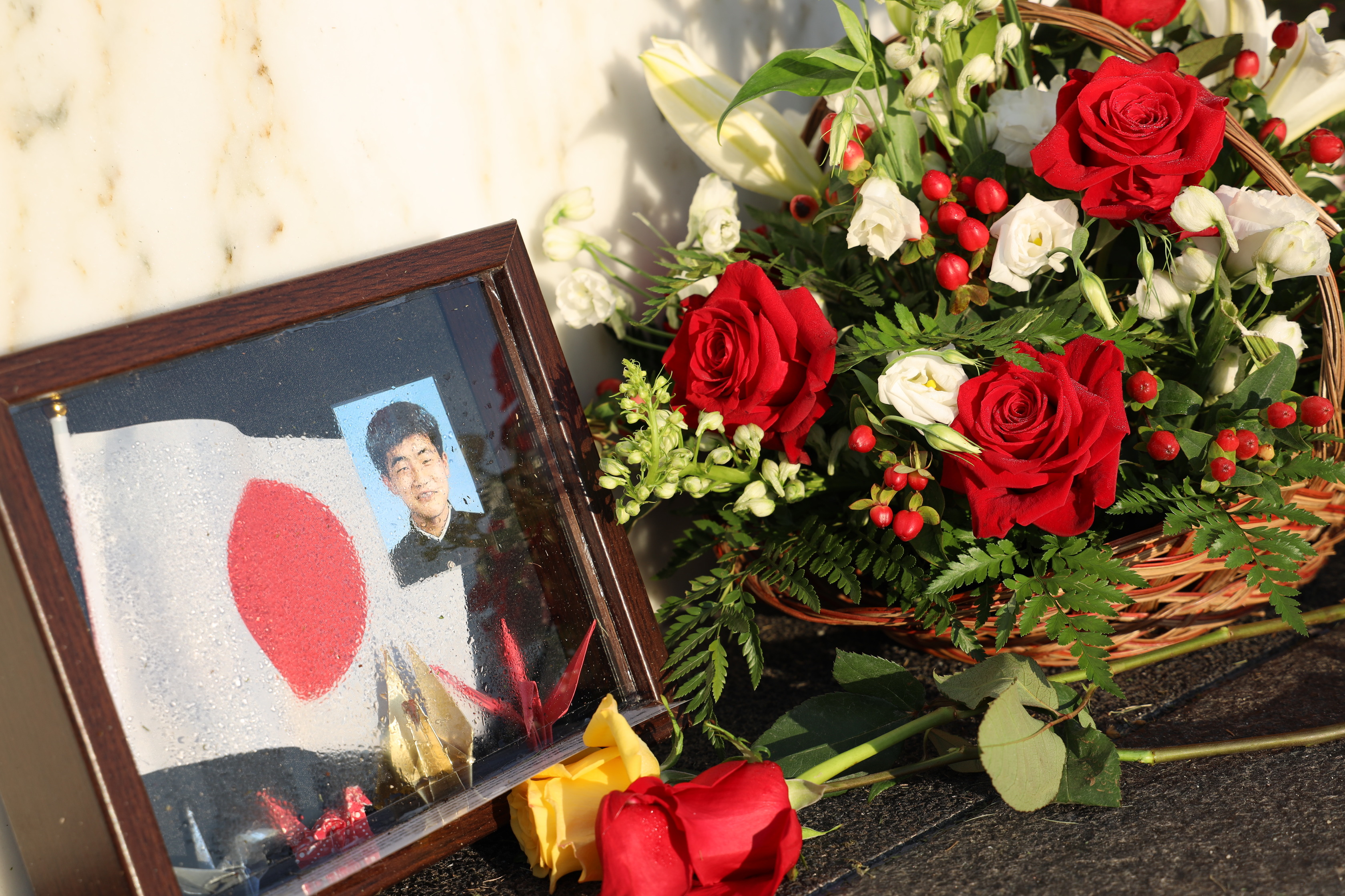 A tribute was placed along the Wall of Names to a passenger of Flight 93.