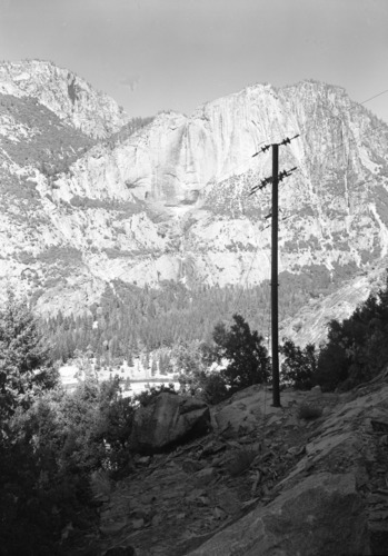 Yosemite Fall and the Valley from exact spot early photo taken.