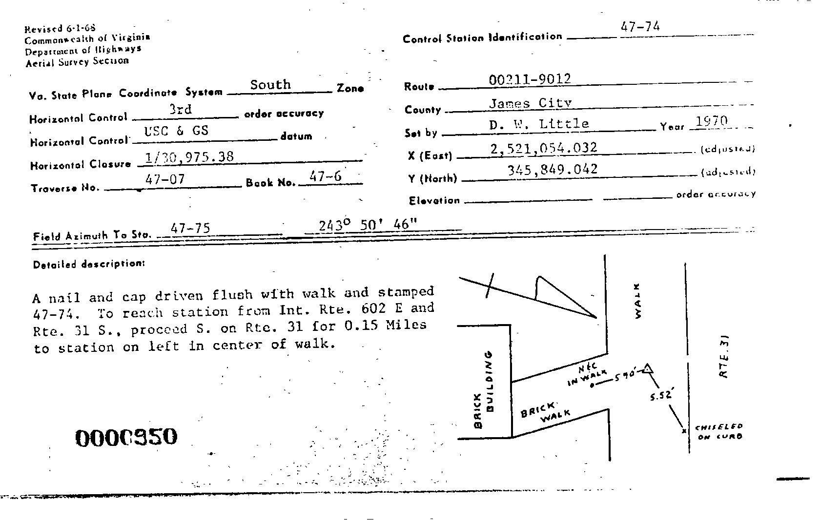 00000950 Survey Monumentation Sketch