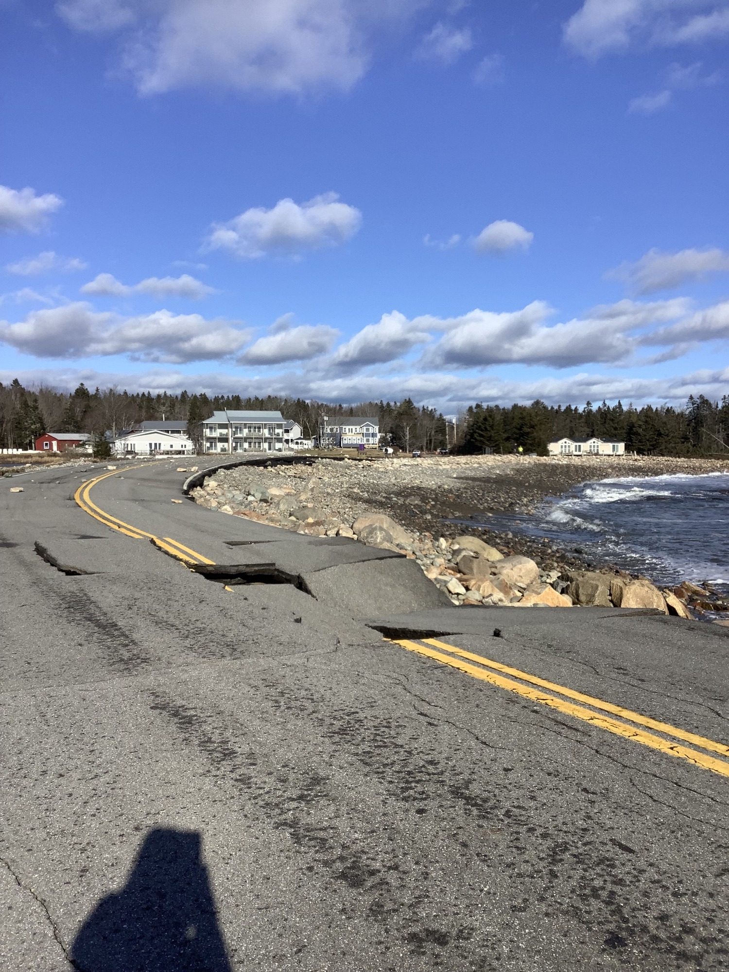 Destroyed portion of a road