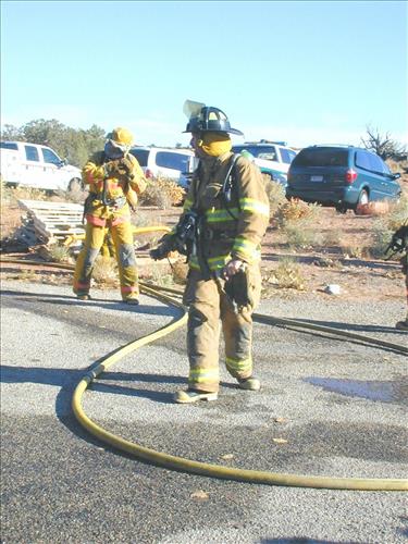 Firefighter crew photos during structural fire training at Mesa Verde National Park, 2001