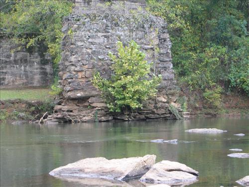 Images of the remnants of Miller Covered Bridge at Horseshoe Bend NMP in October 2007