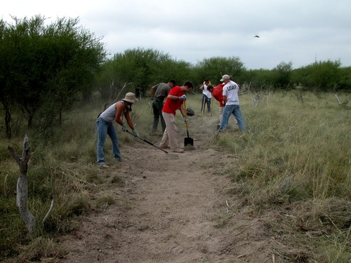 Volunteers from Laughlin Air Force Base clear a 4 ft wide path at San Pedro Campgrounds.