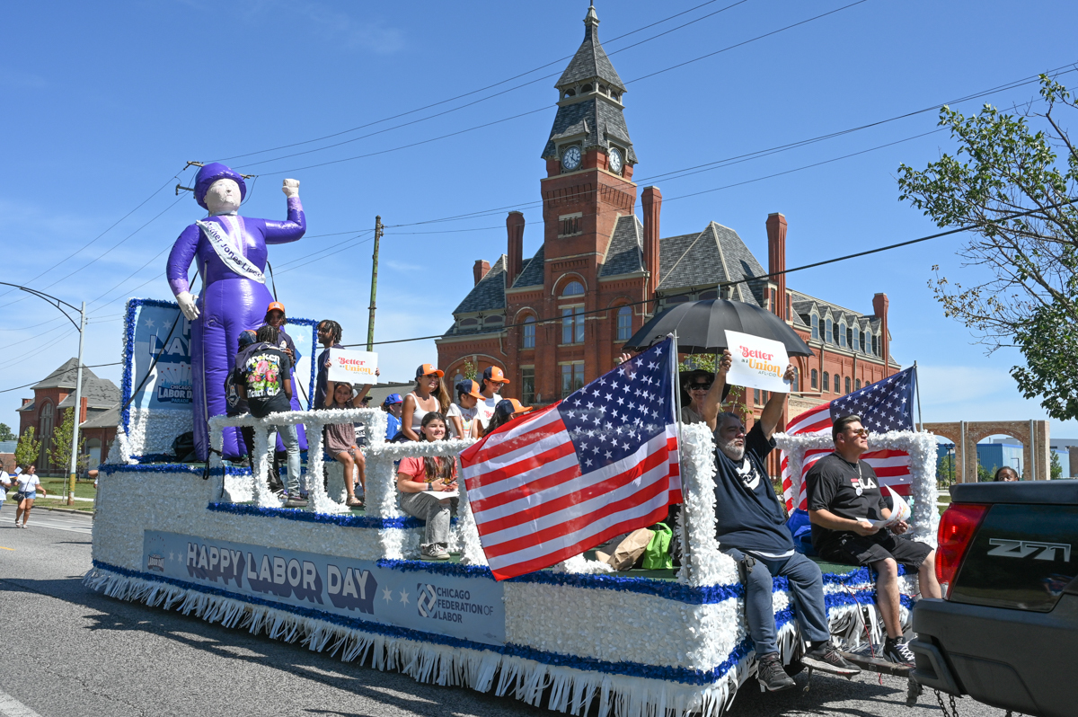 A Labor Day float during the Labor Day parade in 2023