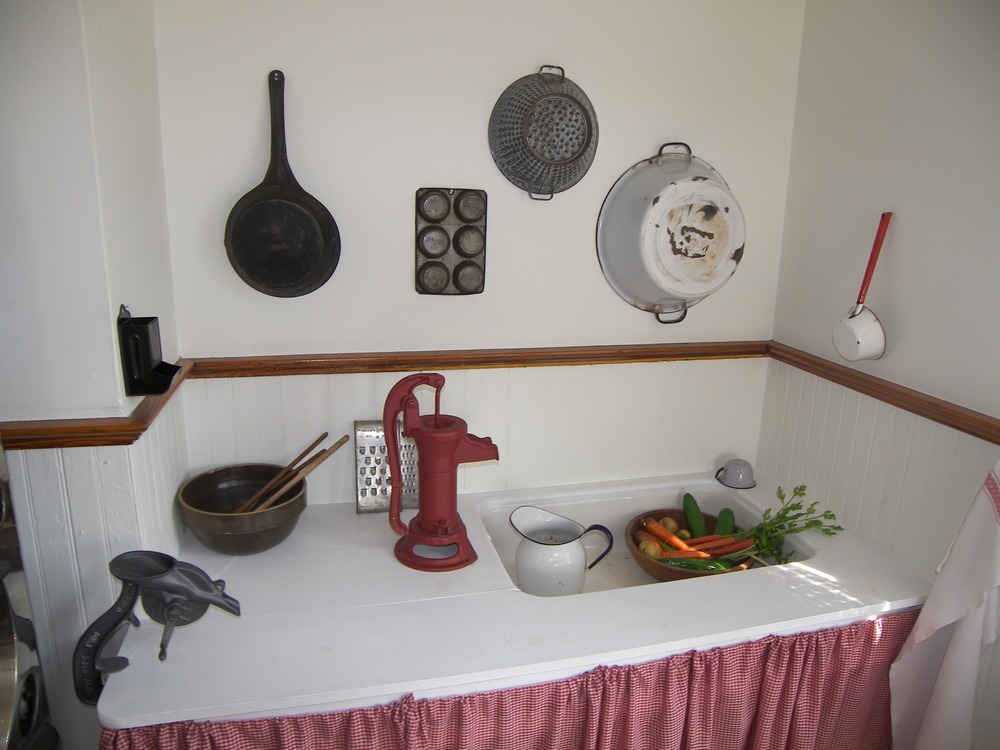 Water was stored in a cistern in the basement. It was pumped up to the kitchen by this hand pump.