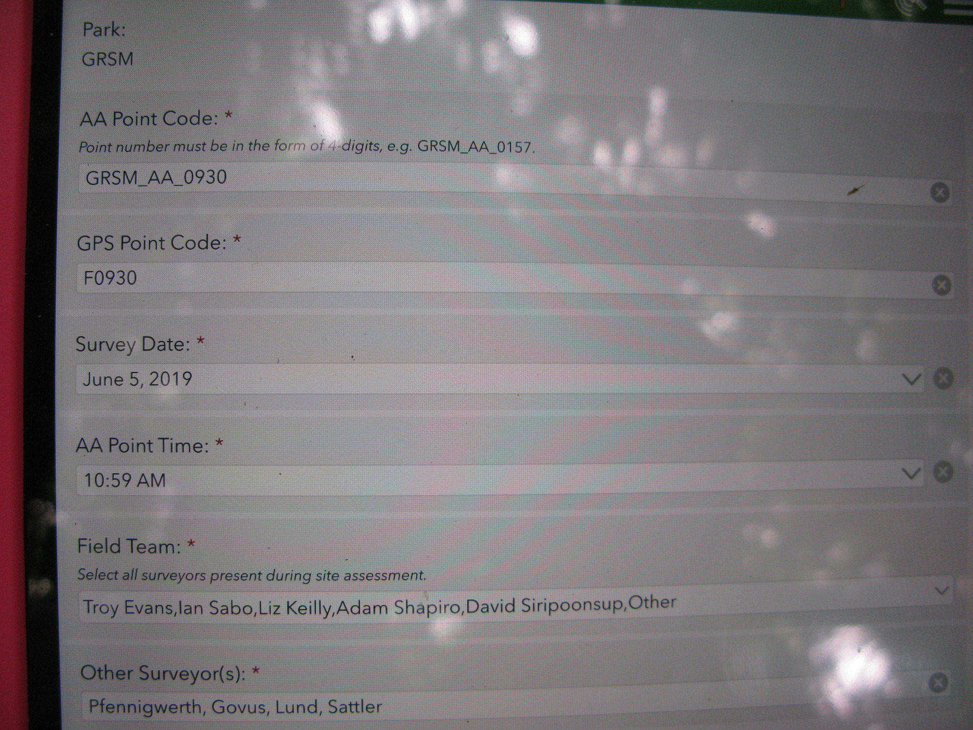 GRSM Accuracy Assessment. Plot Code: GRSM_AA_0930_1