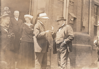 Senator Benjamin Tillman and Thomas Edison laughing, Sallie Starke Tillman and Madeleine Edison Sloane in background.