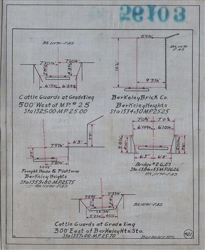 56103.LB--clearance sketches--Structures less than 8 feet from center line of track or less than 22 feet above top of rail [Group 13]