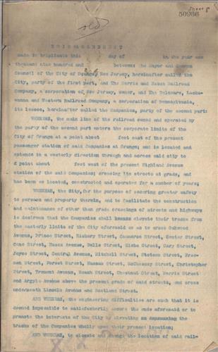 50966.PB#001--Undated and unsigned agreement between Mayor and Common Council of city of Orange, NJ