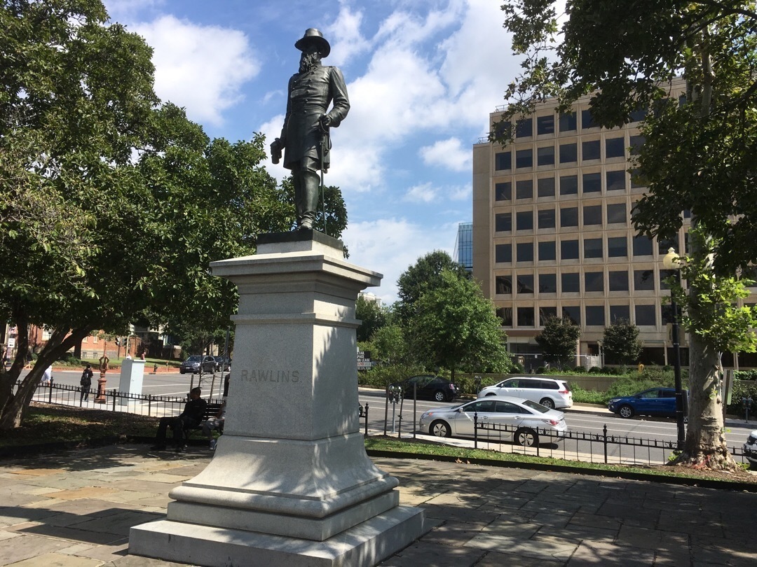 A statue of Major General John A. Rawlins on a pedestal
