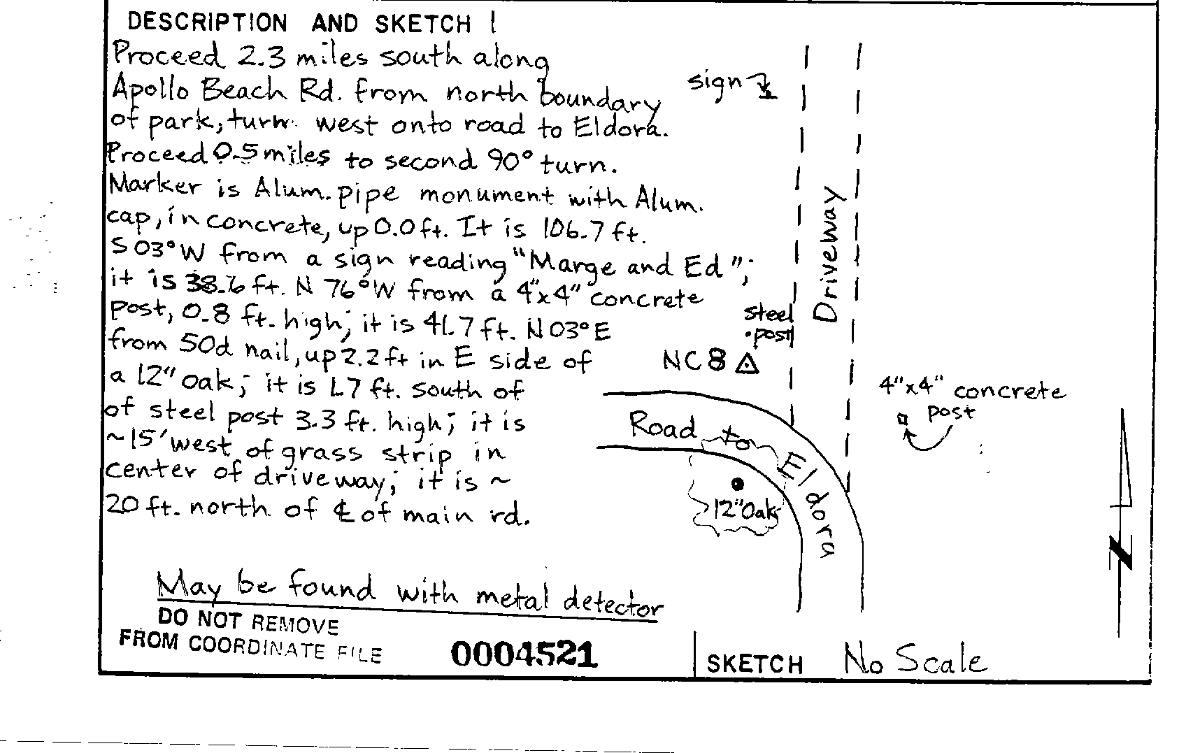 00004521 Survey Monumentation Sketch