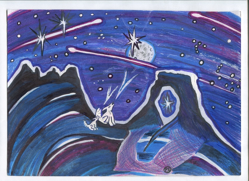 Pete Apicella - Mother and Cub, Full Moon at Delicate Arch