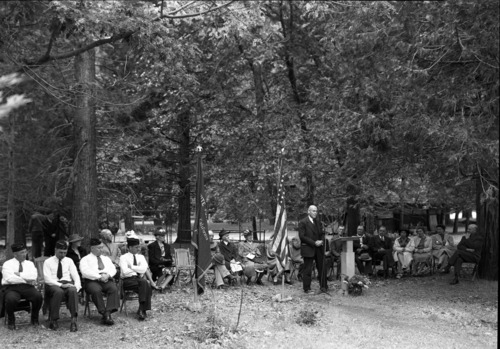 William E. Colby addressing Pioneer Memorial Service in Yosemite