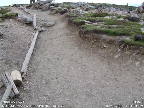 Condition of Apline Visitor Center Trail prior to rehabilitation work in Rocky Mountain National Park,  2008