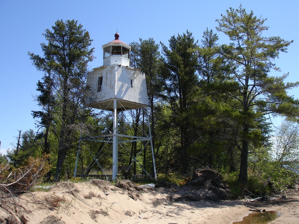 The Chequamegon Point Lighthouse at the west end of Long Island is one of two beacons that helped to guide vessels around Long Island into Chequamegon Bay on their way to Ashland.