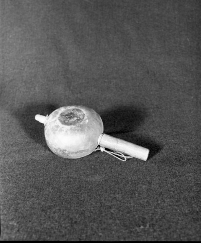 Marie Rozier Collection, Catalog No. 20. Object: Hopi rattle. Dimensions: 9". Materials: Wood, gourd, cotton string. Collection History: Acquired from G. DuGay. Photographed by Michael Dixon in December 1982. Catalogued by Craig Bates and Barbara Beroza. Yosemite Collections, National Park Service.