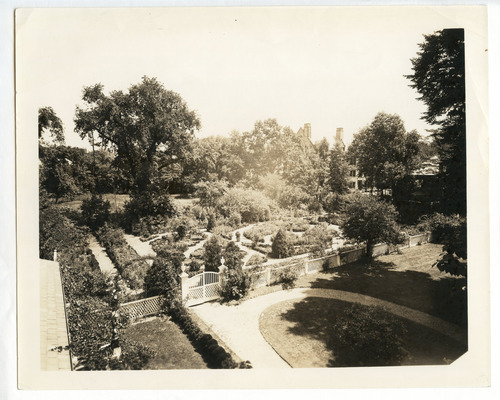 Photograph of garden taken from overhead.