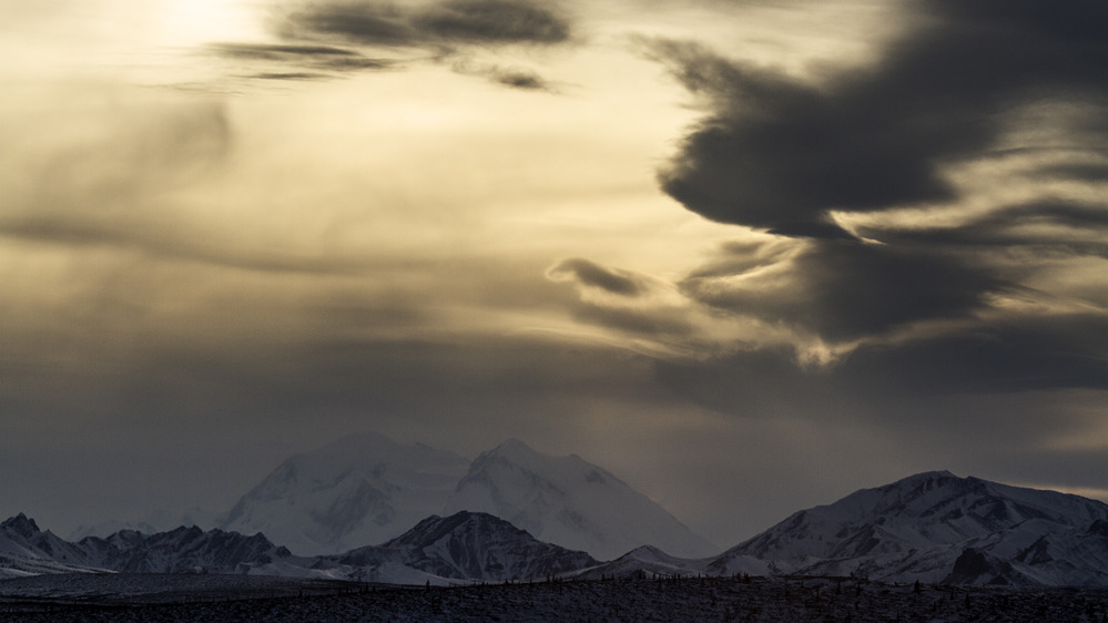 Denali winter sunset