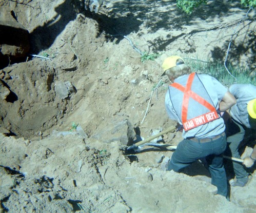 Workers during the Zion Lodge utilities project.