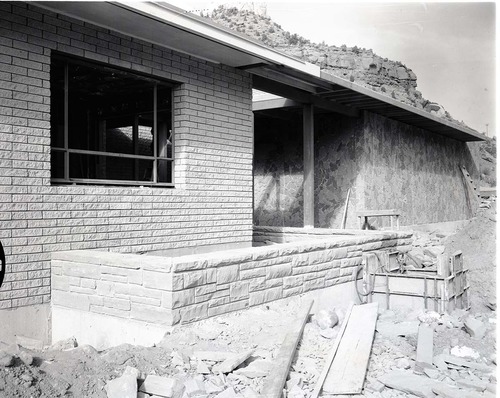 Planter by superintendent's office- Mission 66 Visitor Center and Museum construction.