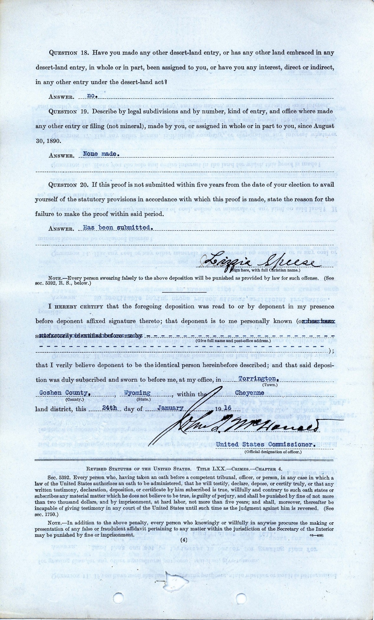 Scanned image of form. See description for text.