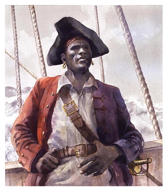Conjectural illustration of the 18th century pirate, Black Caesar.