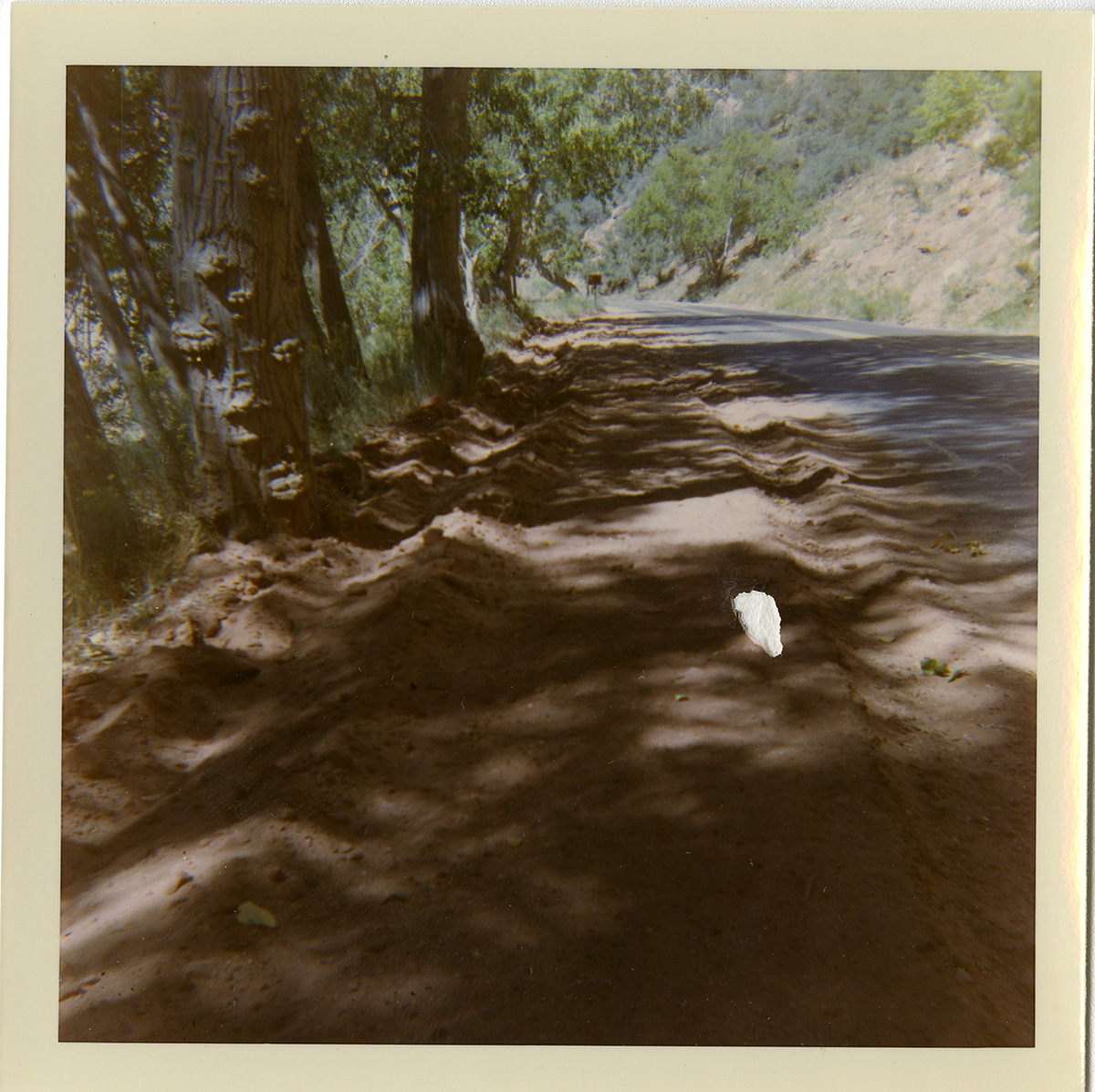 Shoulder along route 2 parking areas during work.