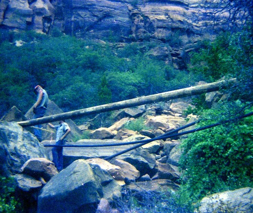 The Temple of Sinawava spring project - scaffolding construction and use.