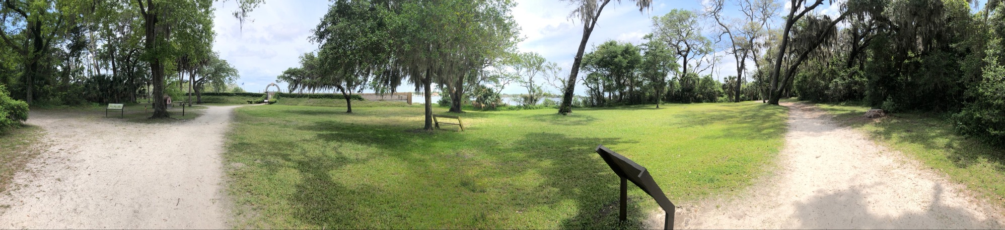 a trail leads down to the fort