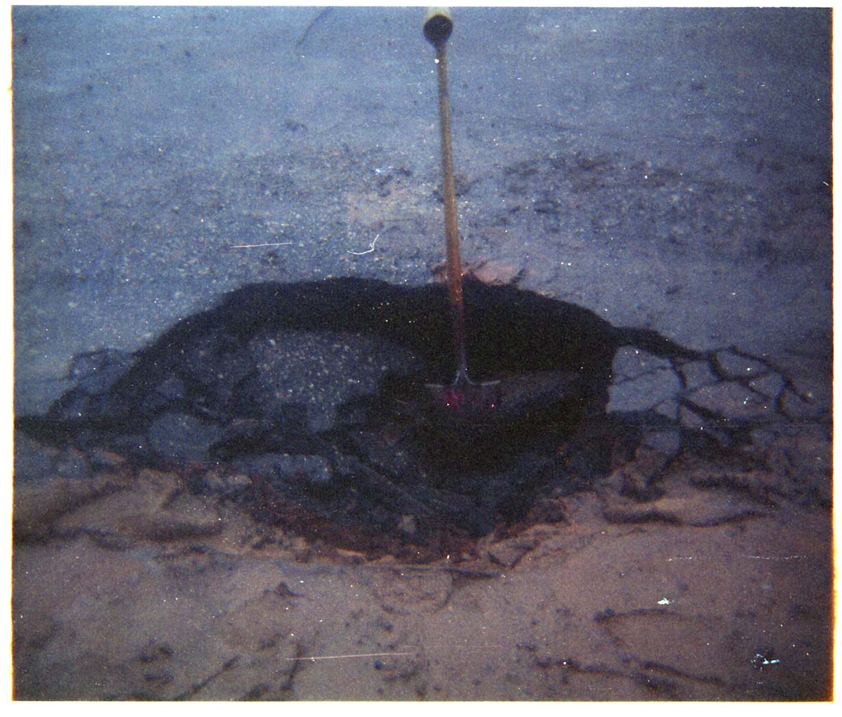 Color photo of rock slide in maintenance yard.