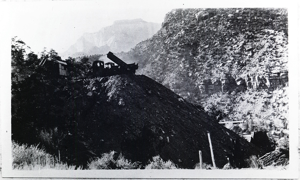 Construction fill on switchbacks (STA 215) 1st switchback on 100' radius.