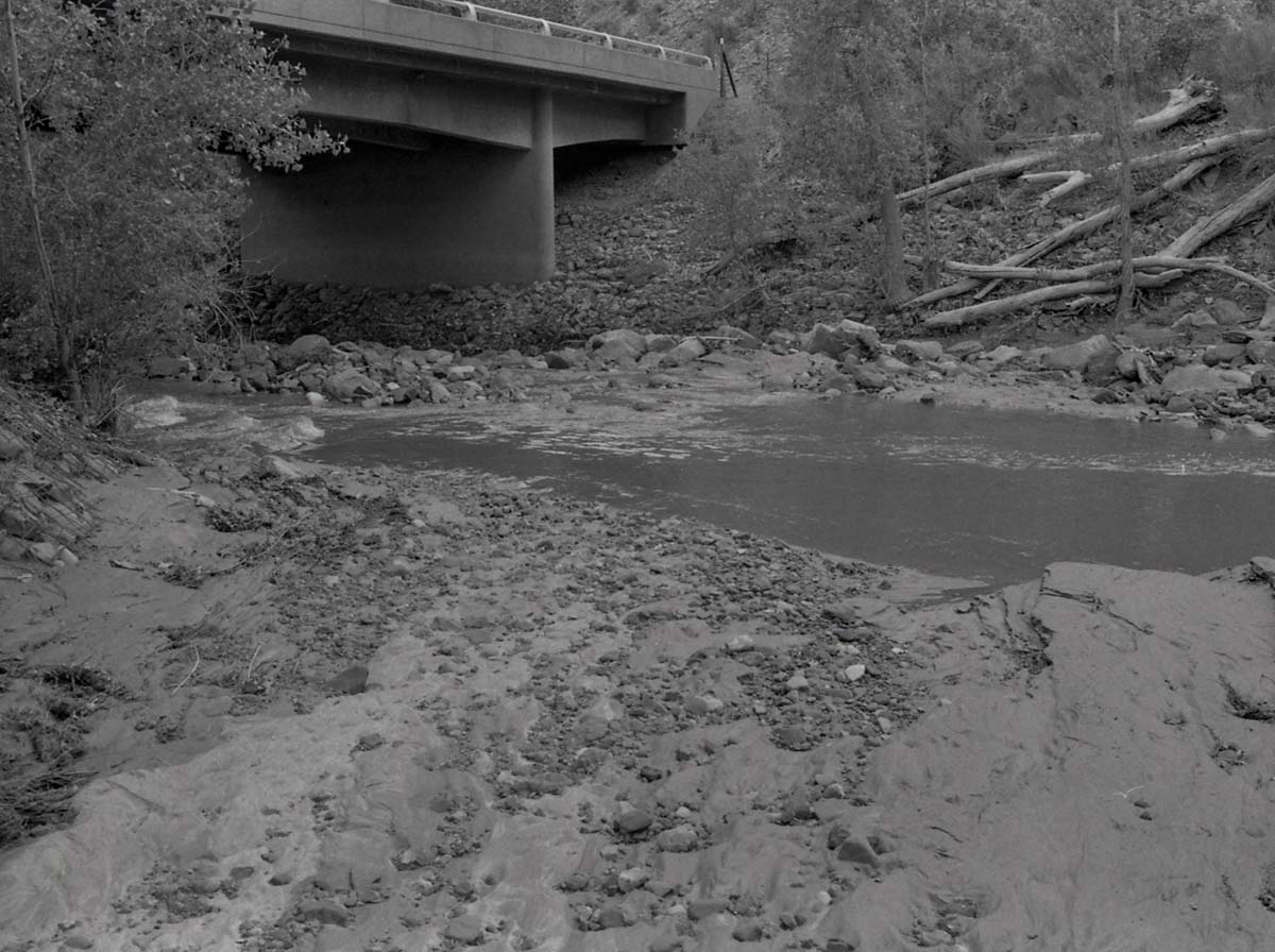 BW Photos of the damage from the Oak Creek flash flood of 1989.