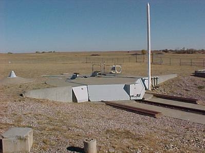 South view of Launch Facility Delta-09. This shows the width of the 90 ton concrete blast door which covered the silo while active from 1963-93.
