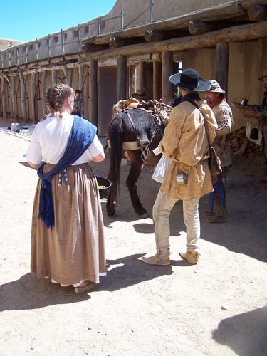 The student trappers under tutledge of an instructor, learn how to pack their animals, trap beaver and stay alive in the frontier. The Living History Encampment will take on more teachers and living historians June 7-10 for a "ride into history."