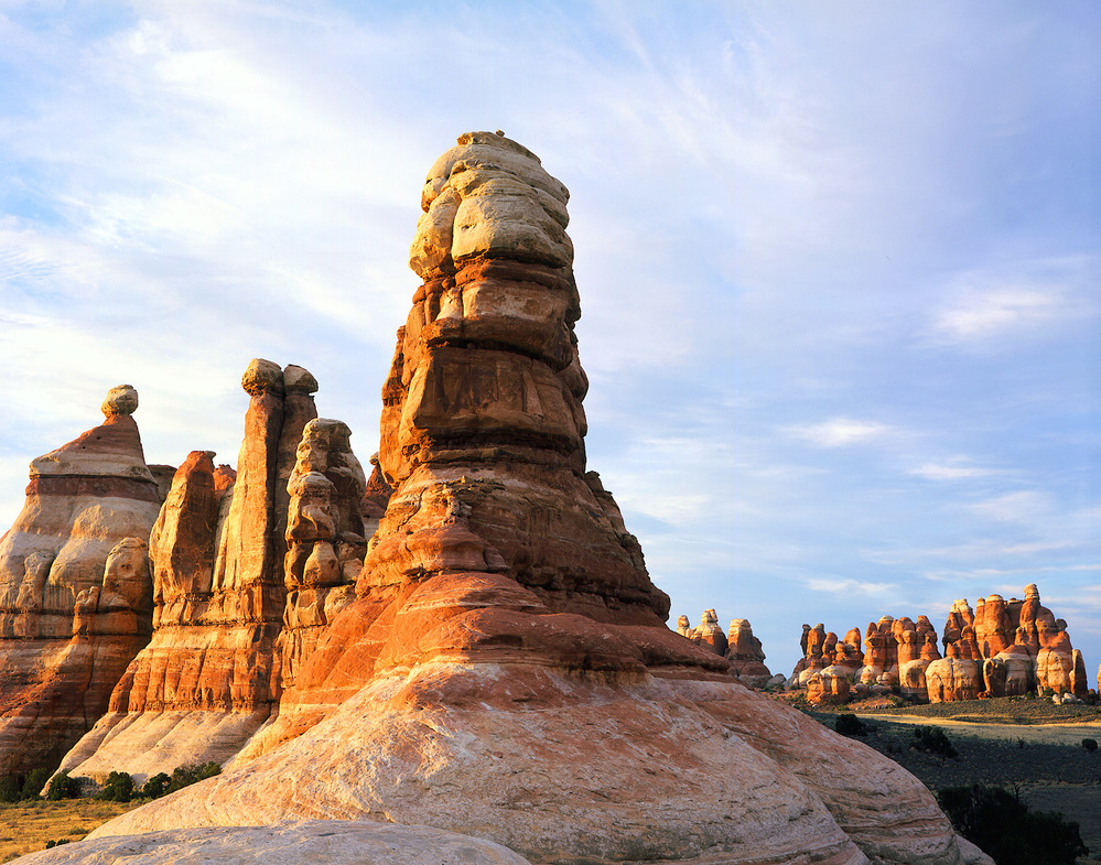 Rock pinnacles with colorful bands, "The Needles"