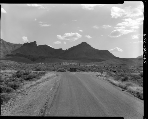 Panther Junction, 1959. This photograph was taken two years before the new headquarters & visitor center building would be constructed. Look closely for the road sign at the junction.