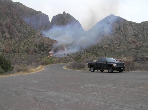 Taken as the park fire crew was arriving in the Chisos Basin, appox. one hour after the start of the fire.