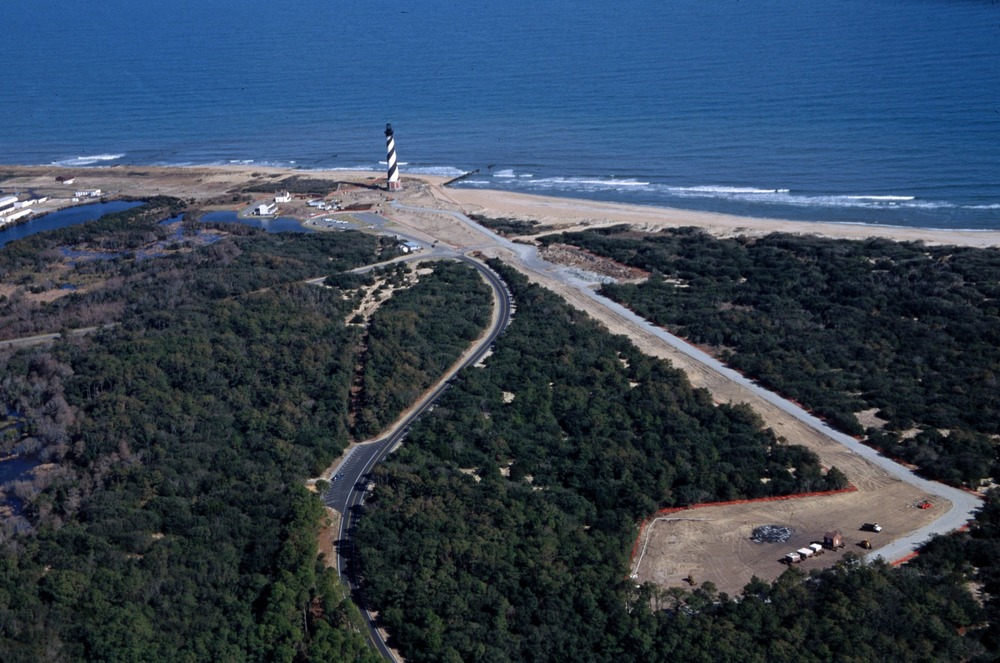 Cape Hatteras Lighthouse move path in February, 1999