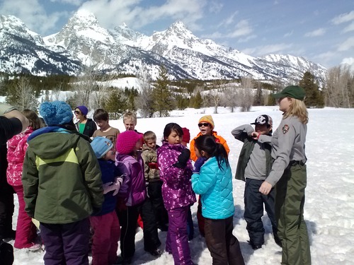 Student group with Ranger in winter.