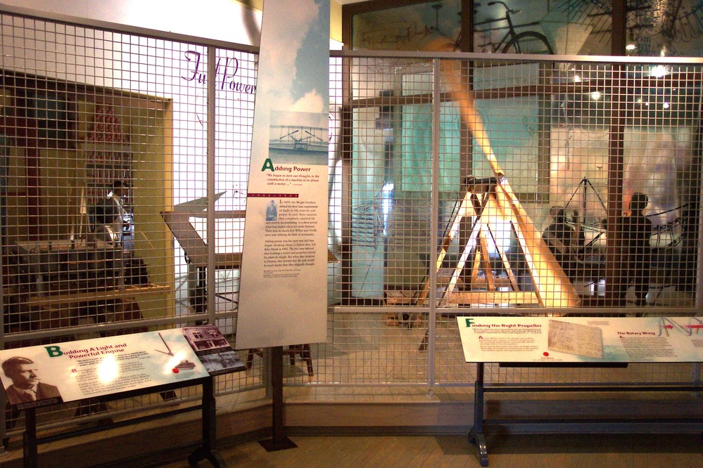 Models of engine and propeller on display.