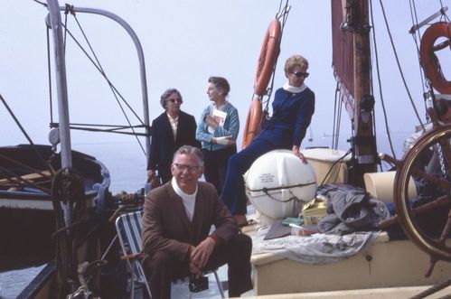 Ron Cleveland on board the May (spritsail barge), 1968 June-1969 May