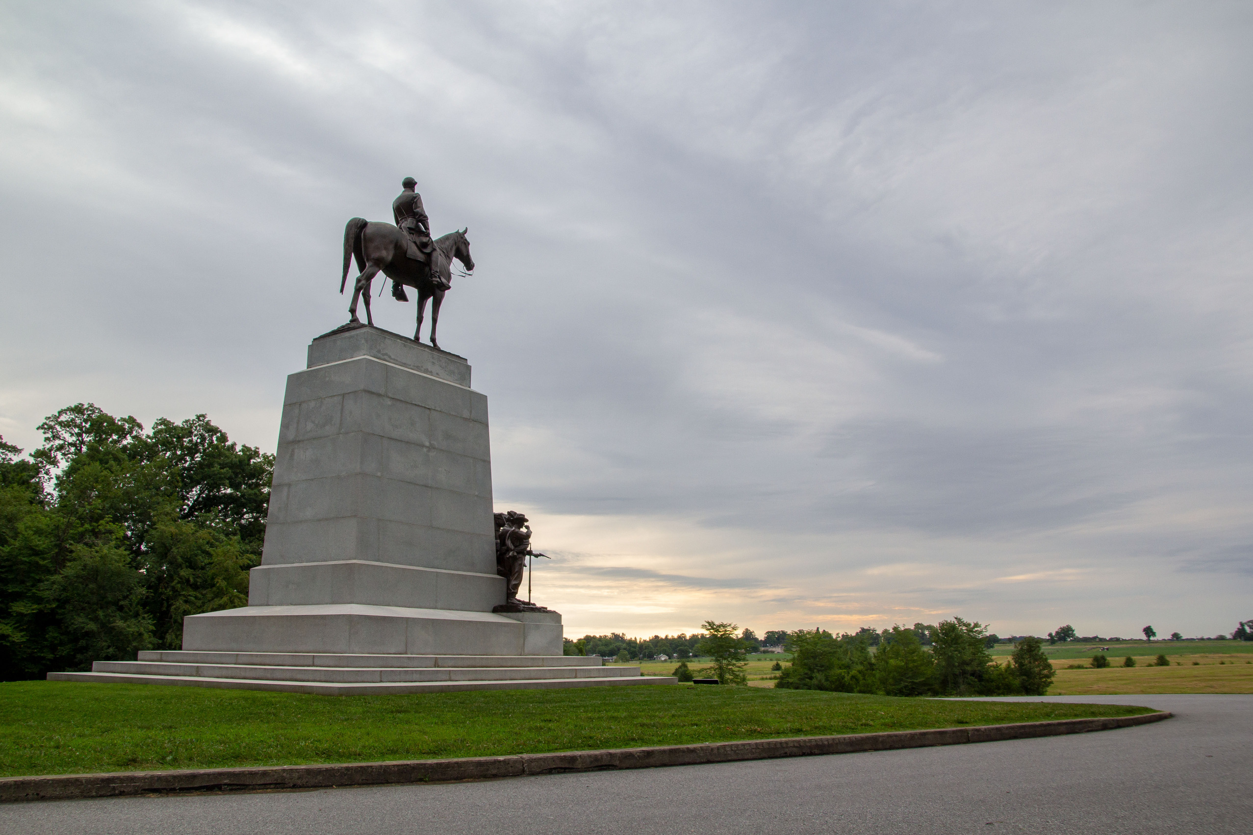 The State of Virginia monument from behind at Gettysburg National Military Park.
