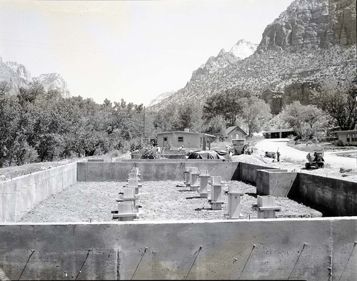 Construction of new residences, Watchman Housing Area concrete footings, residences Building 40 and Building 41.