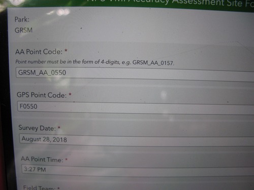 GRSM Accuracy Assessment. Plot Code: GRSM_AA_0550_1