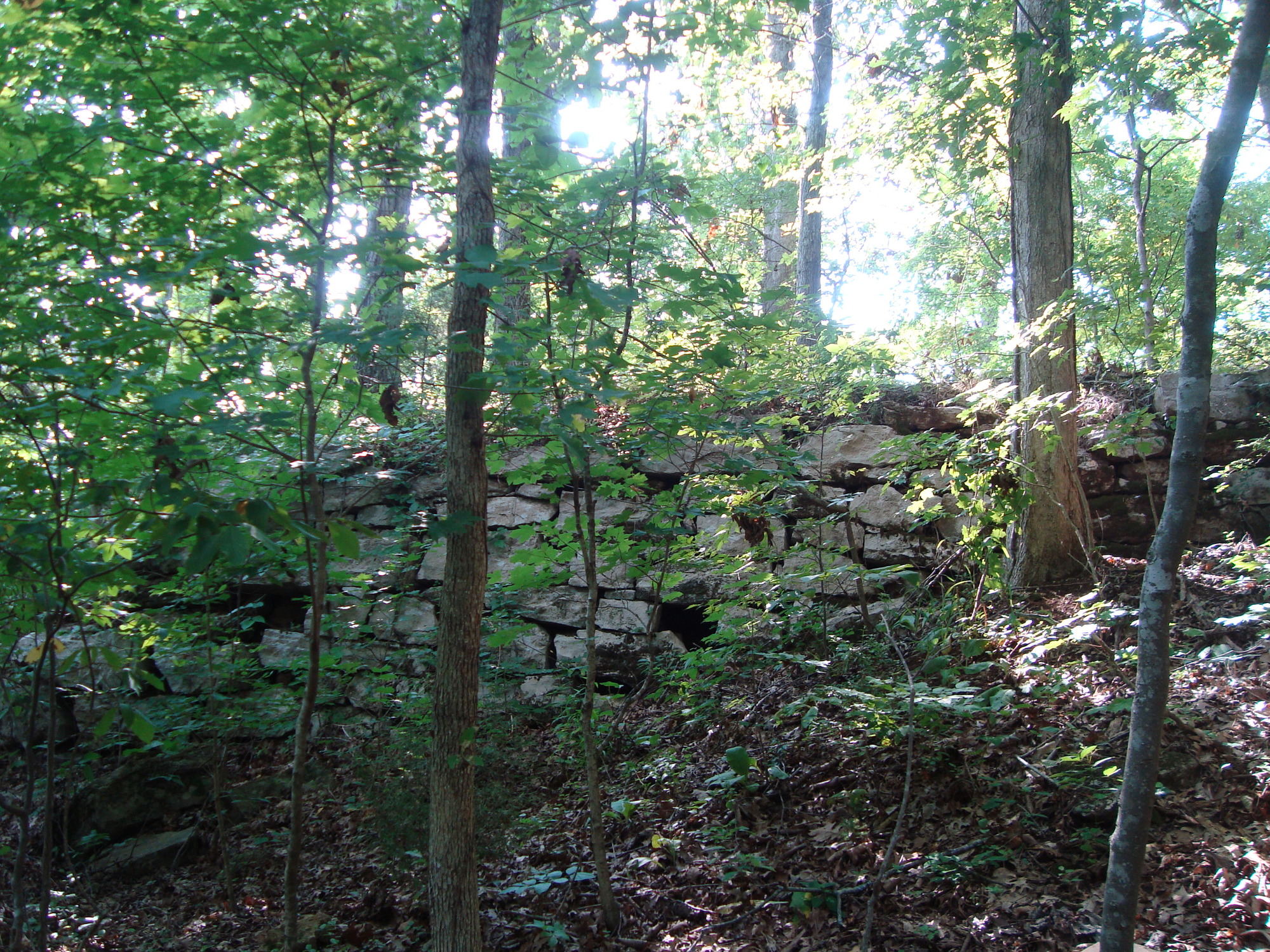 A historic rock wall at Tuscumbia Landing near Sheffield, Alabama