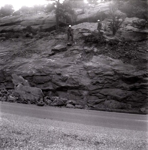 BW Photo of a rock slide along State Route 9 (SR-9).